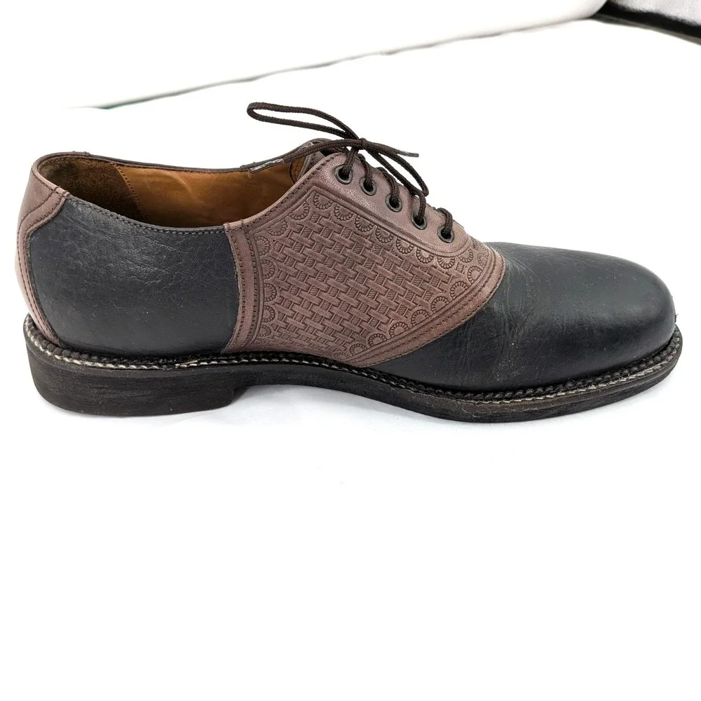 H.S. Trask Leather Saddle Shoes Black Brown Lace Up Oxfords‎ Size 11